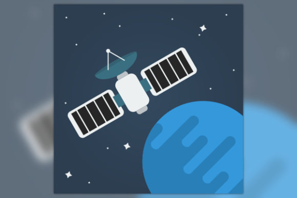 Download Satellite on Space with Planet and Stars - Net Collection