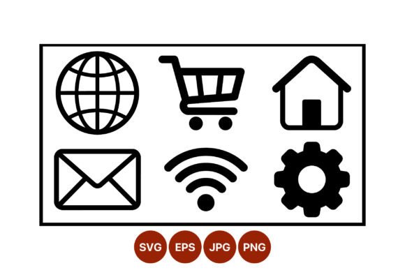 Download Line Art Internet Icons Black White - Net Collection