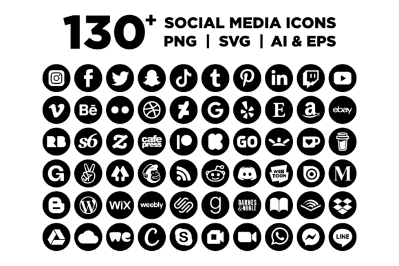 Download Black Circle Social Media Icons Set - Social media Collection