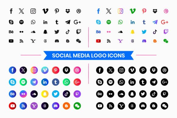 Download Social Media Logo Icons Set - Social media Collection
