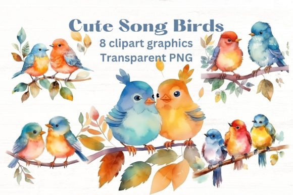 Download Cute Song Birds Watercolor Clipart - Song Collection