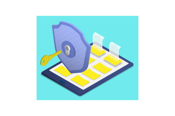 Download Isometric Firewall Shield with Key Protection - Firewall Collection